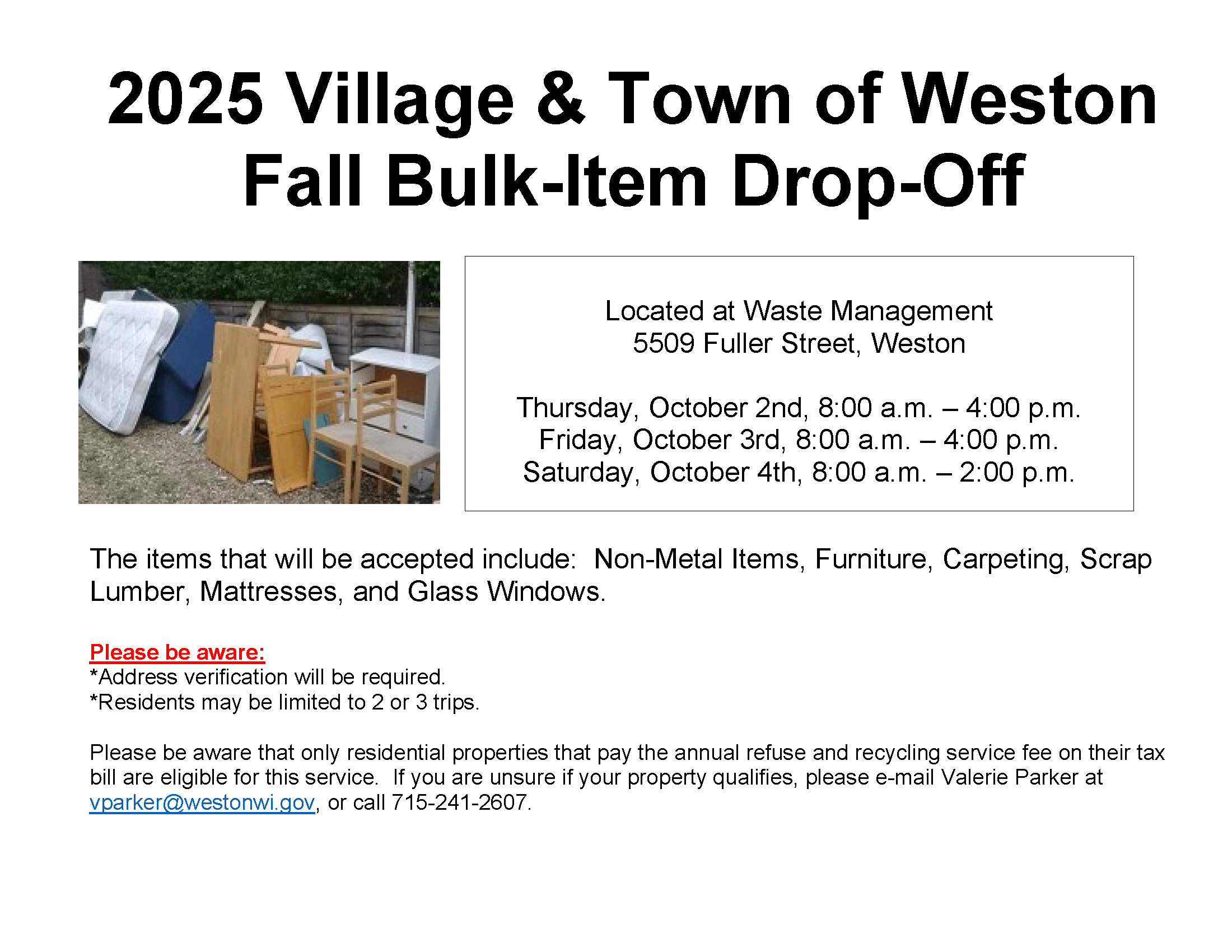 2025 10-02 to 10-04 Bulk-Item Drop-Off Flyer