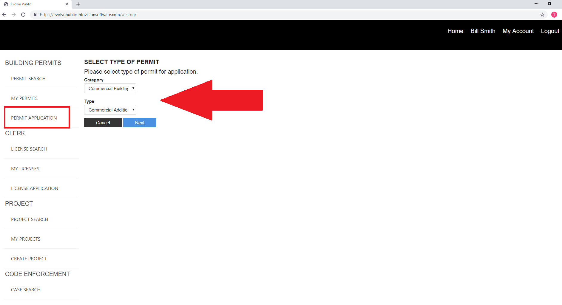 3 permit application selection