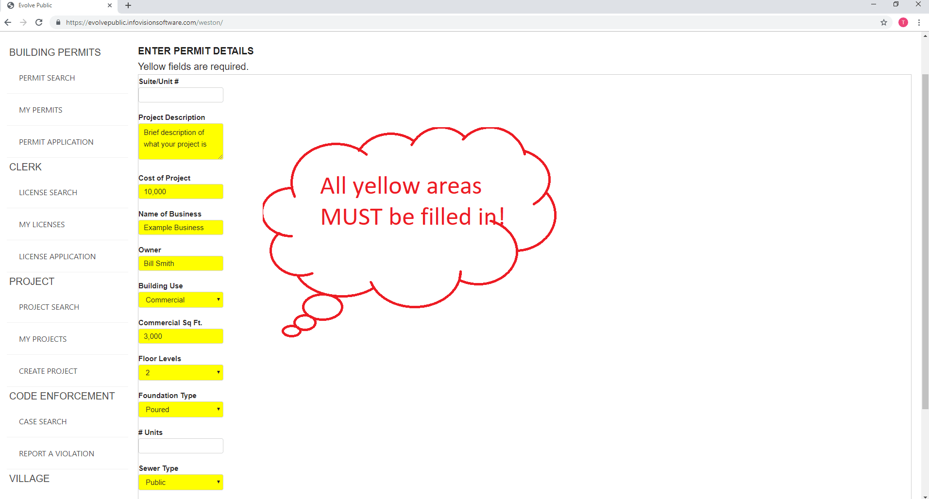 5 enter details about permit