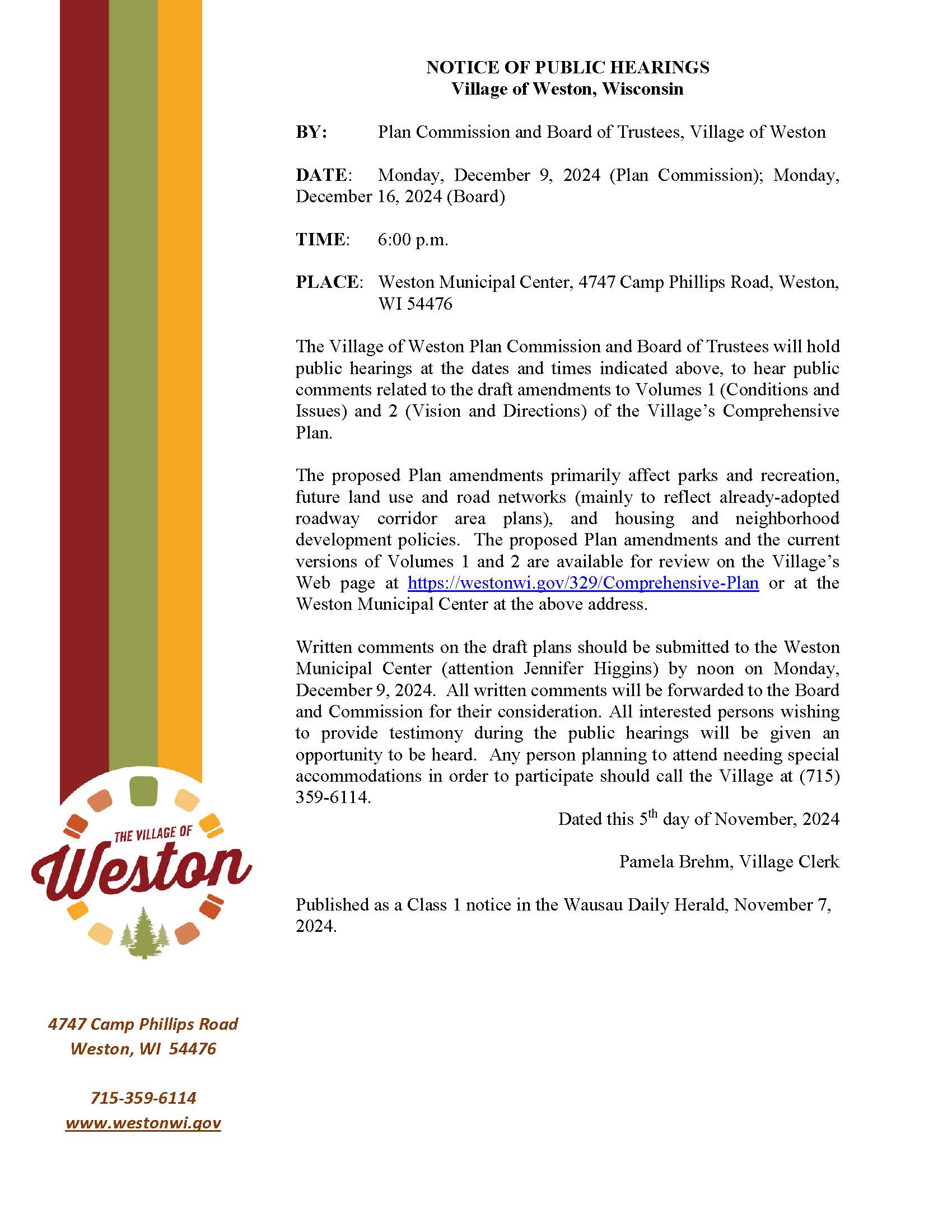 241209 Public Hearing Notice re Comp Plan Amendments