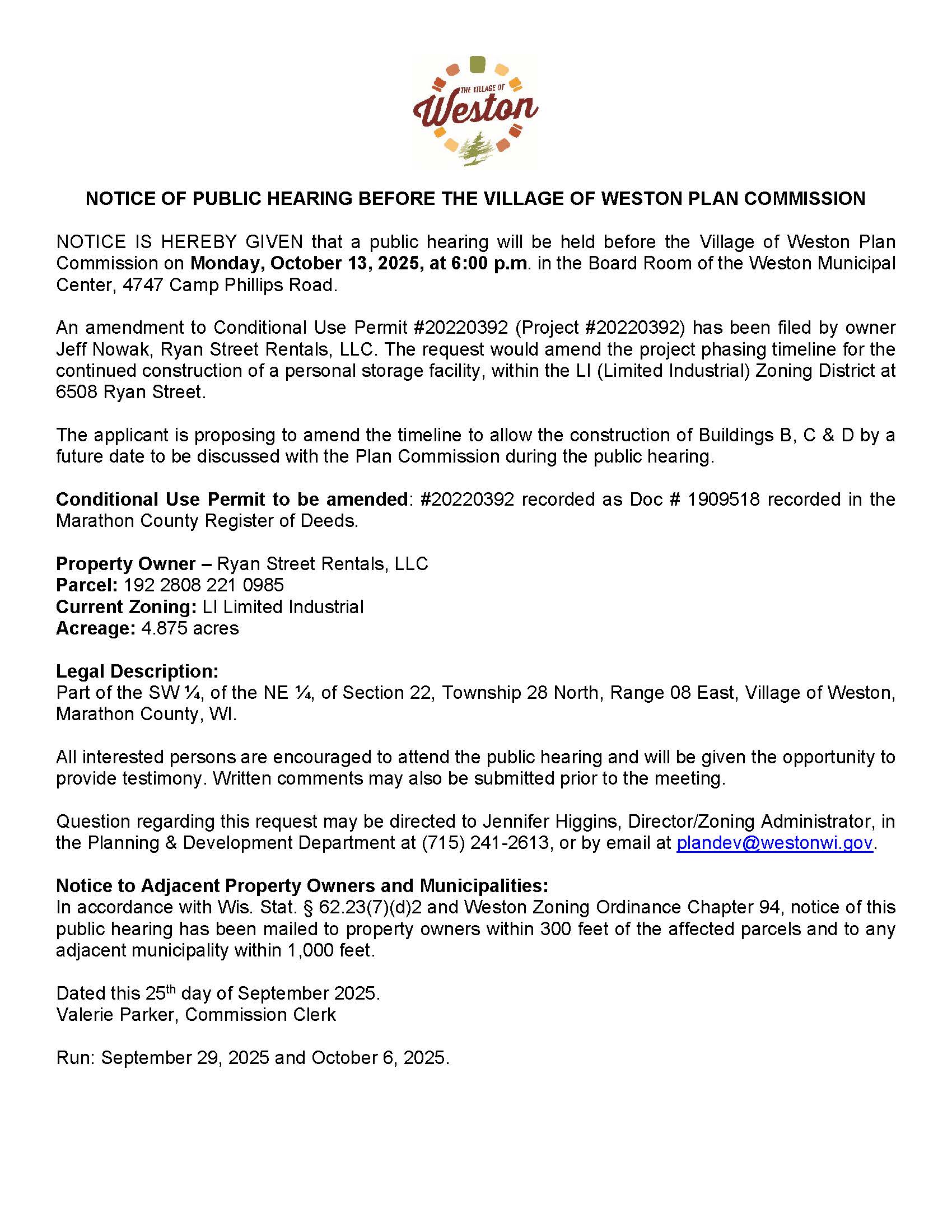 251013 Hearing Notice Village - Website