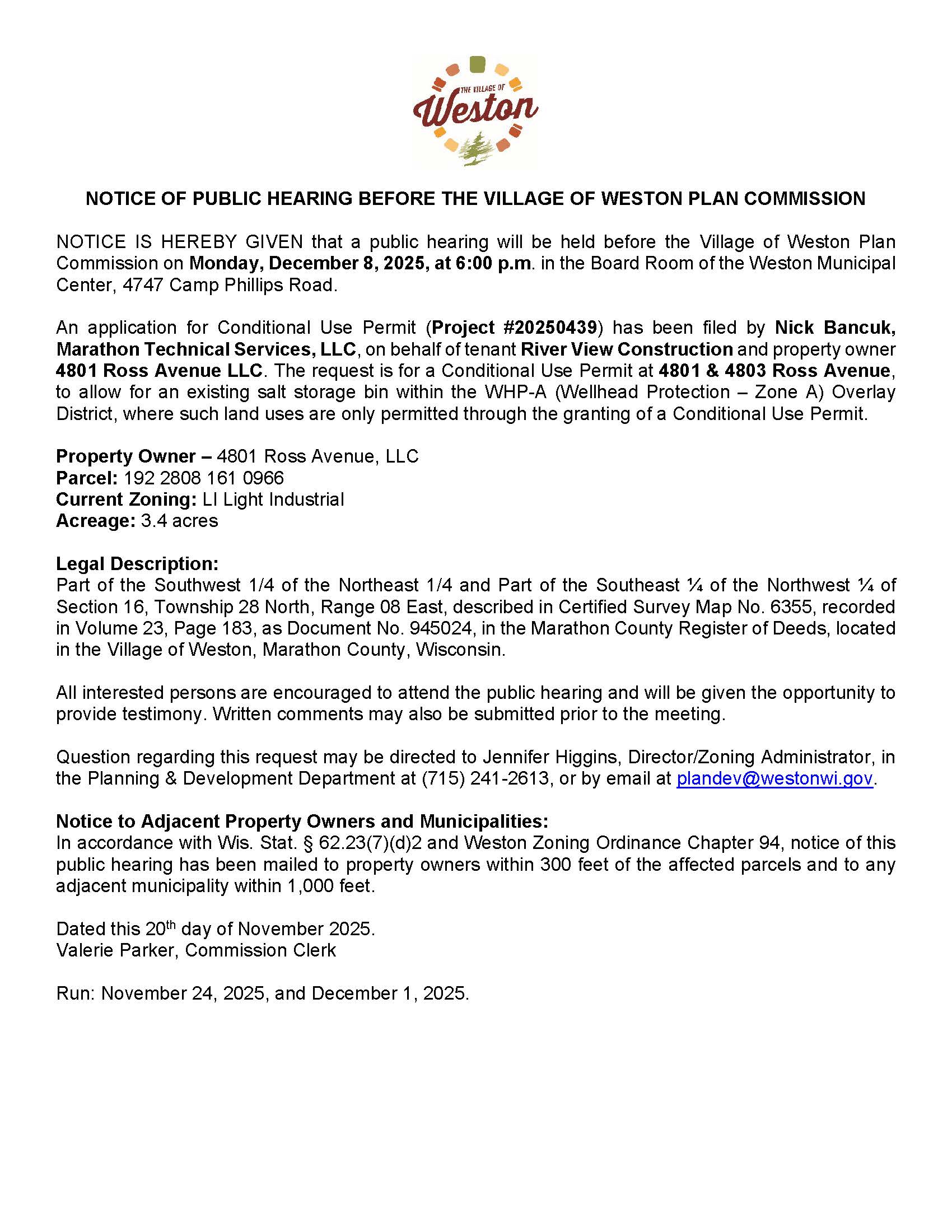 251208 Hearing Notice Village - Website and residents